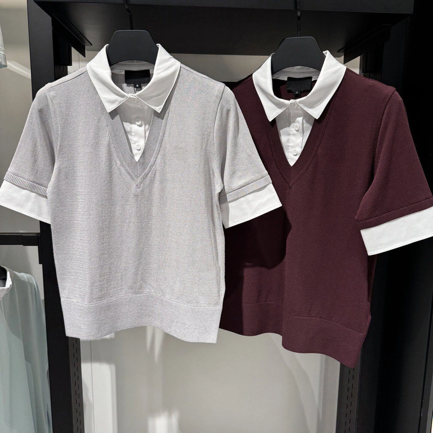 

2026 Summer Korean Women's Golf Knit Top Mock Layer Patchwork Breathable for Golf Course Top Stylish Casual Layered Top