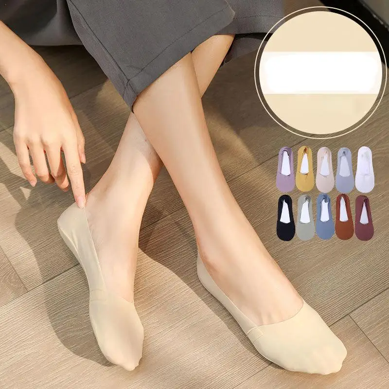 

3/ 6 Pairs No Show Socks For Womens Non Slip Low Cut Invisible Liner Footies Breathable Summer Thin Silk Socks For Flats Loafers