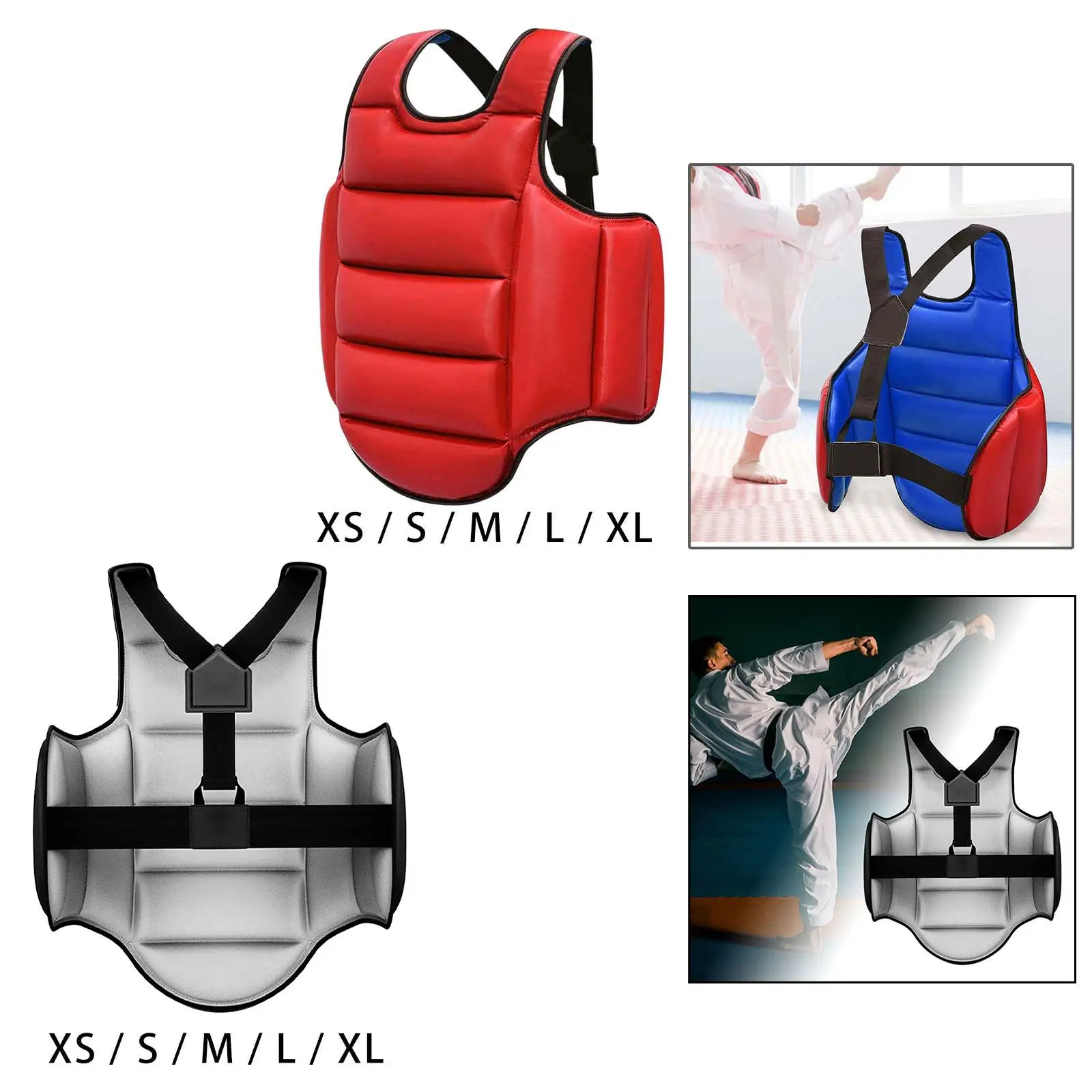 

Karate Chest Guard Heavy Punching Adjustable Shield Taekwondo Protector Vest