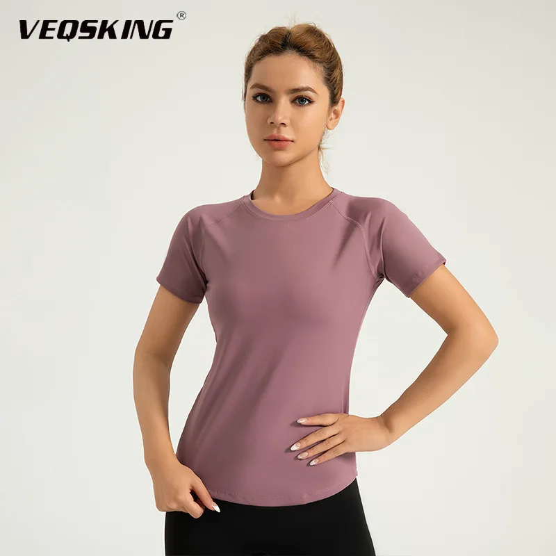 

New Women's Mesh Spliced Yoga Short Sleeved T-shirt,slimming and Chest Enhancing Sports Top,quick Drying Breathable Fitness Suit