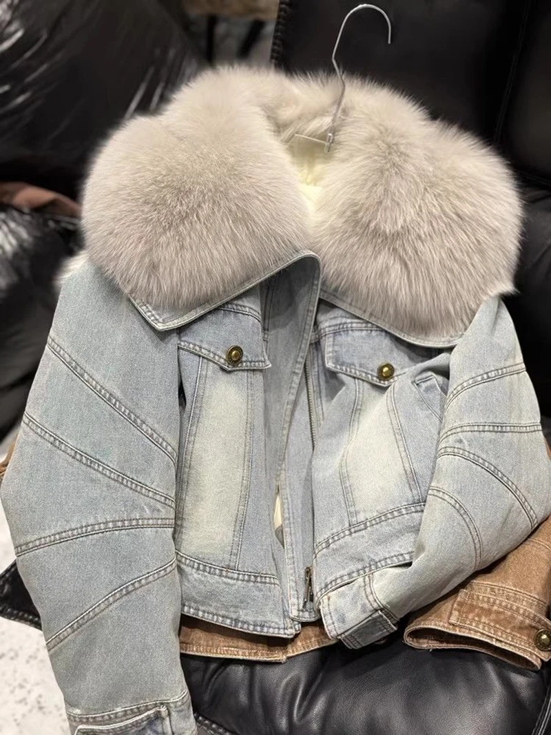 Winter Warm Women Suede Faux Fur Jacket Streetwear Female Moto Biker Parka Loose Thick Coat Fashion Autumn Winter Outwear