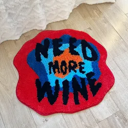 Need More Wine Tufted Rug 100% Handmade Tufted Rug Irregular Bedside Rug Soft Fluffy Colorful Bathroom Mat Bedroom Carpet