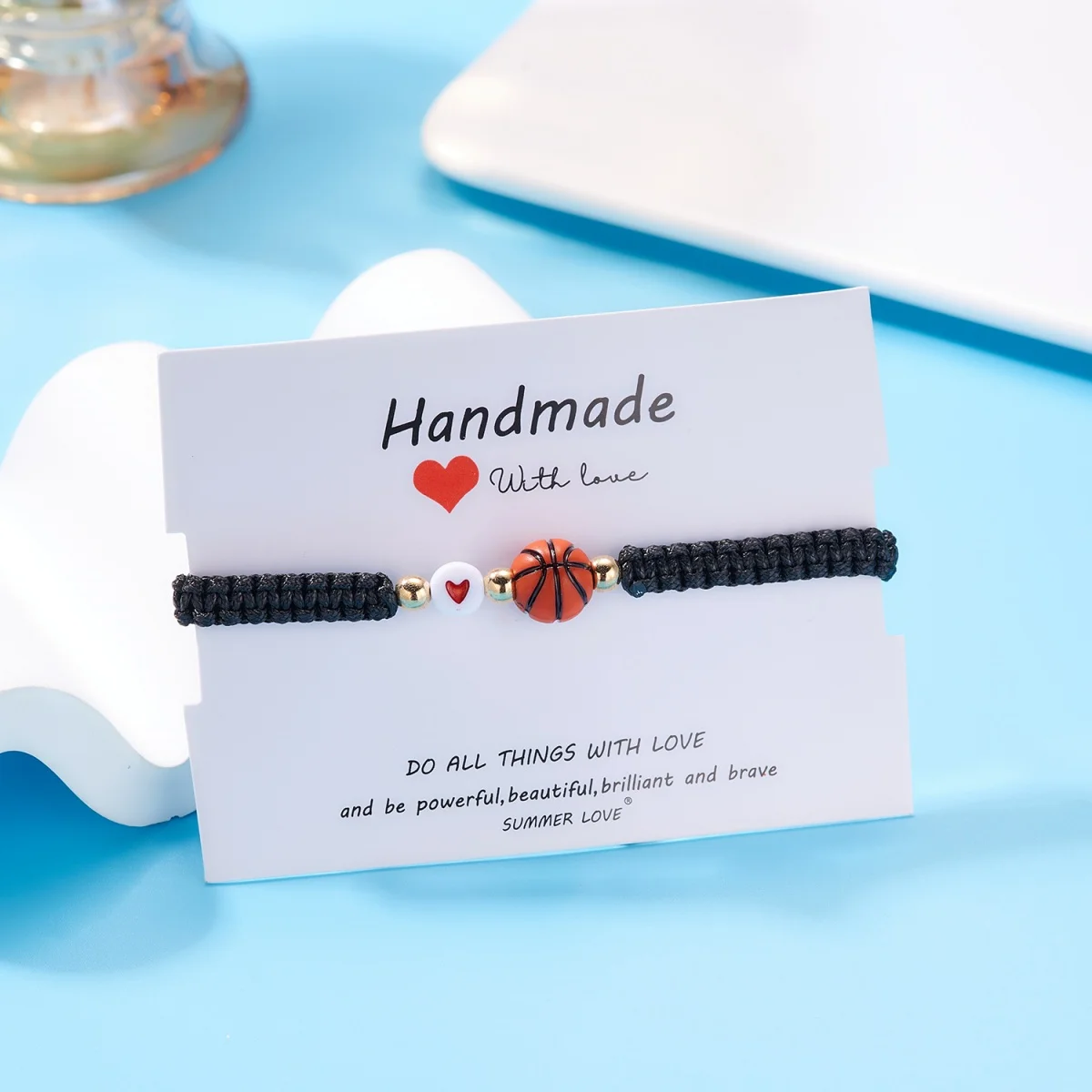 Bracelet de sport en corde tressée, en acrylique, cœur, volley-Ball, Tennis, basket-Ball, Football, Baseball, pour femmes et hommes, bijoux cadeau