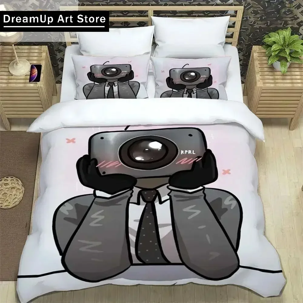 Funny Skibidi Toilet Kprl Speaker Cartoon Bedding Set Boys Girls Twin Queen Full Size Duvet Cover Pillowcase Bed Adult Bedroom