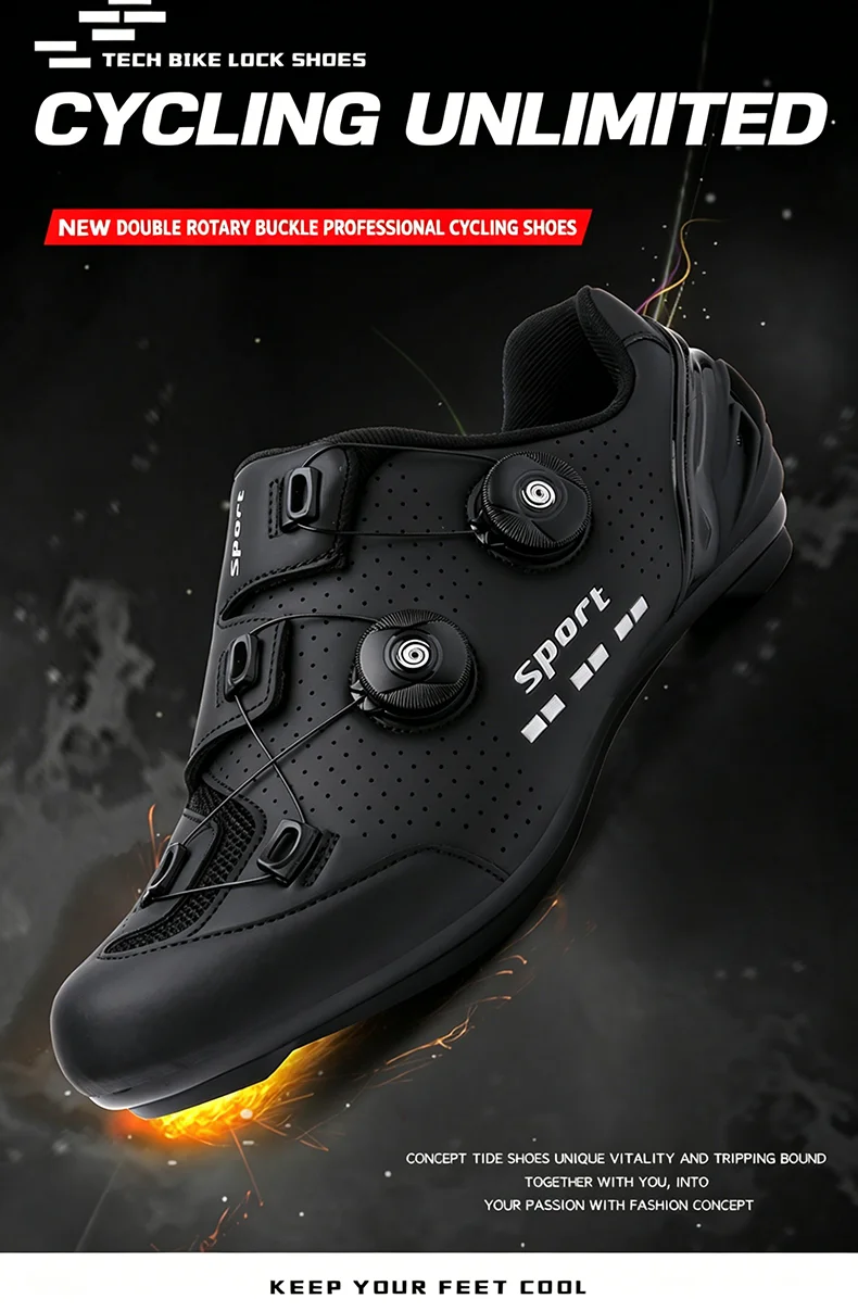 Wettkampf-Radsportschuhe Rennradschuhe Unisex Fahrradschuhe für Flachpedale Selbstverriegelnde Renn-SPD-Fahrradschuhe – Detail 2