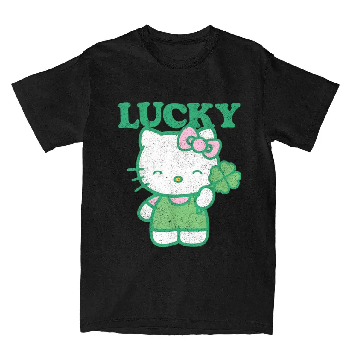 Hello Kitty Lucky Clover T Shirt Fashion T Shirts Short Sleeves Awesome Tshirt Beach Cotton O Neck Oversize Tees