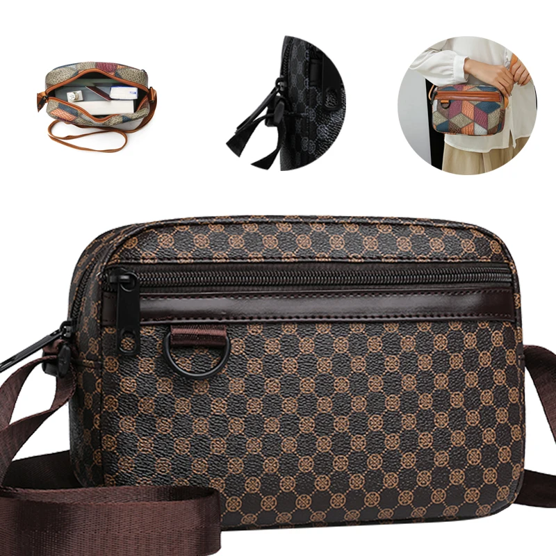Stylish Patterned Men's Crossbody Bag for Daily Outings Compact Lightweight Versatile Casual Functional Travel Bag