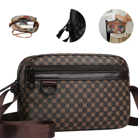 Stylish Patterned Men's Crossbody Bag for Daily Outings Compact Lightweight Versatile Casual Functional Travel Bag