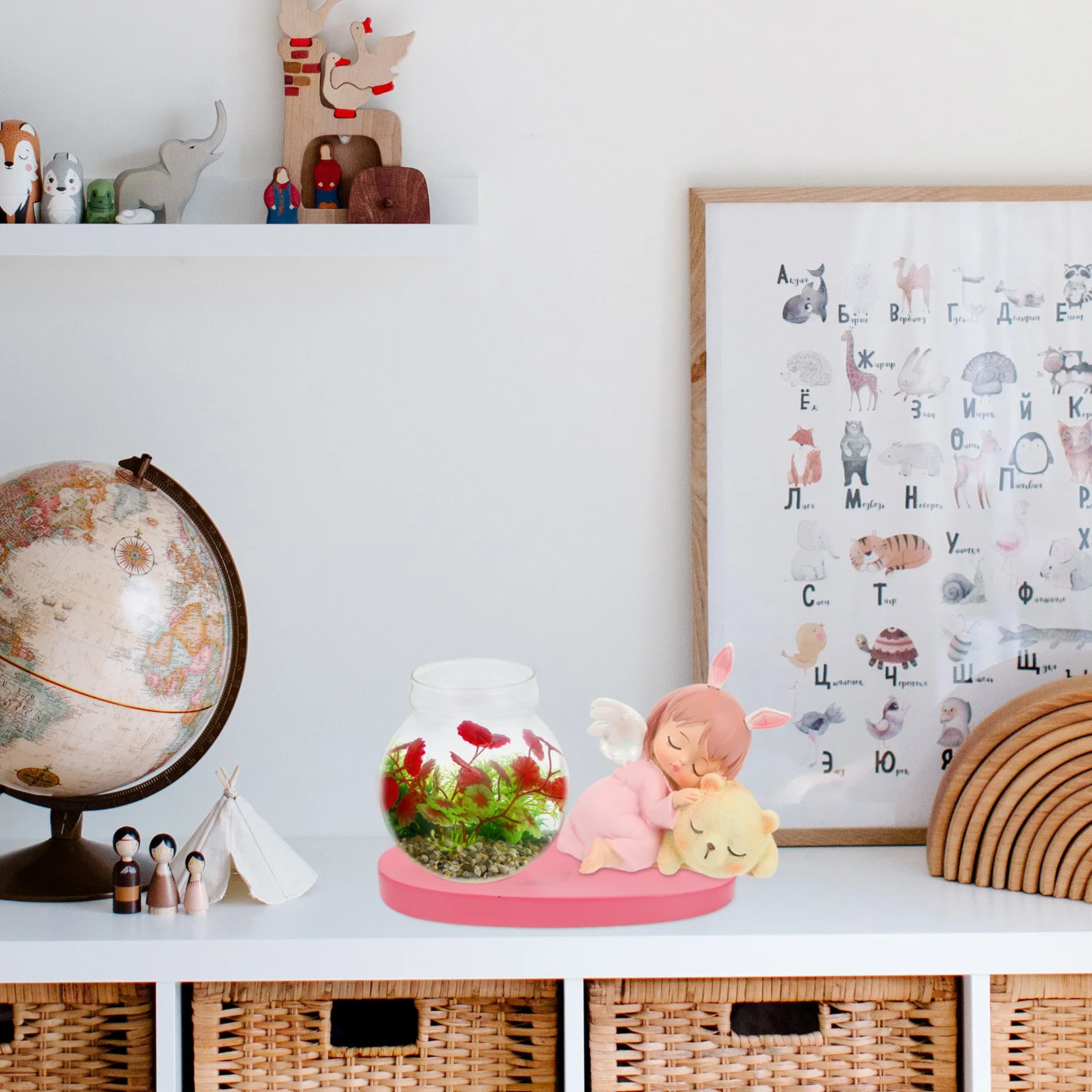 

1Set Glass Flower Vase Hydroponic Vase Resin Desktop Ornament Plant Holder Home Office Decoration Tabletop Ornaments