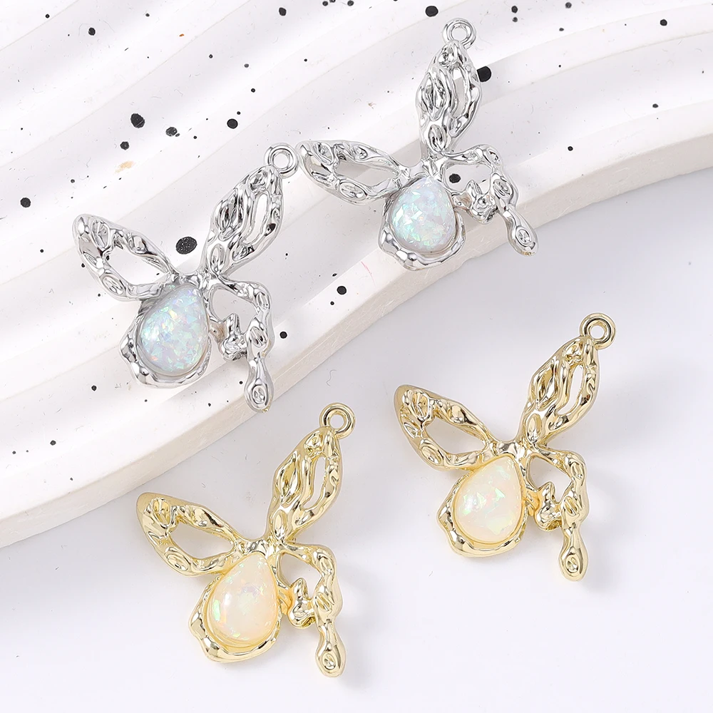 

5pcs Delicate Gemstone Crystal Charms Butterfly Pendants for Jewelry Making Necklace Earrings Bracelet DIY Handmade Accessories
