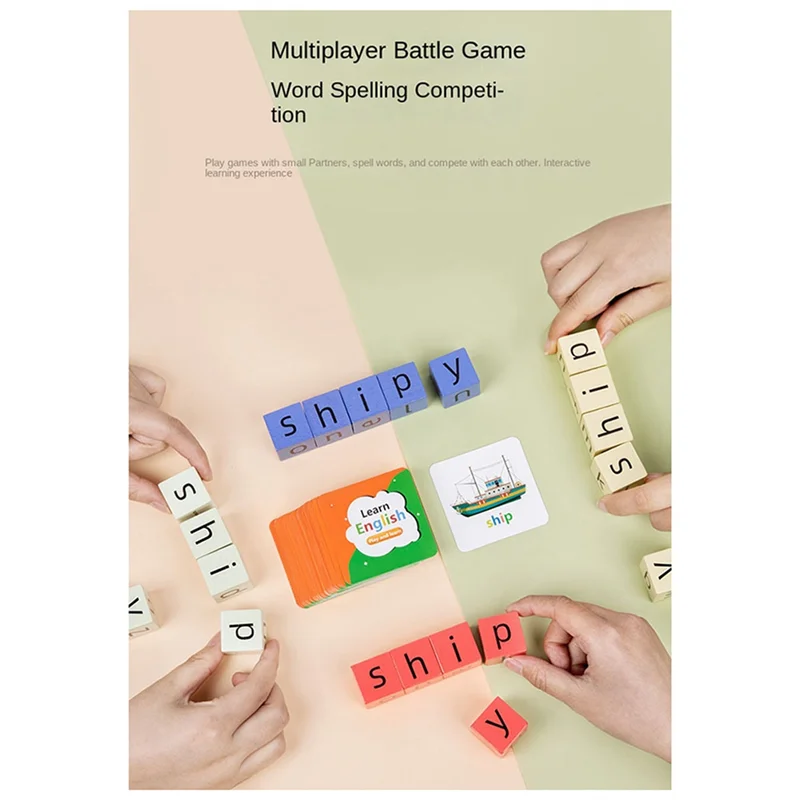 A19Q-Kinderen Alfabet Spellingspel Kinderen Engelse Kaart Strijd Roterende Bouwstenen Rekwisieten