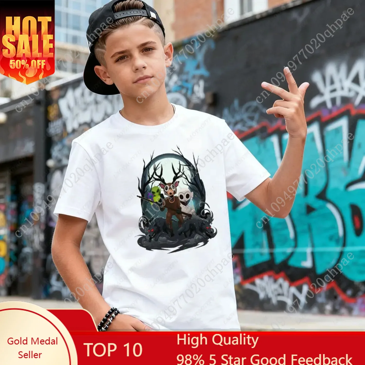 

99 Nights in The Forest Inspired Deer Game Tee Perfect for Nature Lovers Birthday Gifts Fun Cute Cartoon Deer Kids T-Shirt Tops