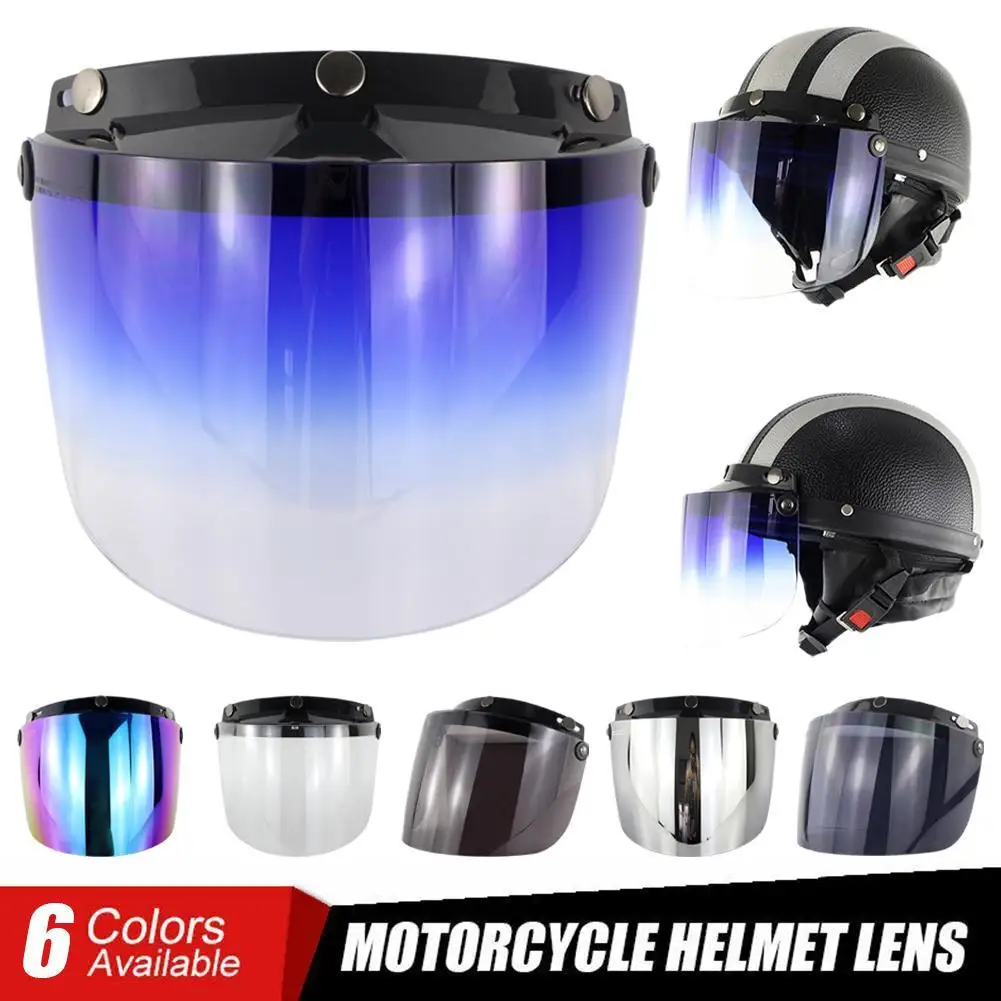 Motorcycle Helmet Visors Bubble Mirror Three Button Type Retro Open Face Helmets Lenses Visor Lens Accessories