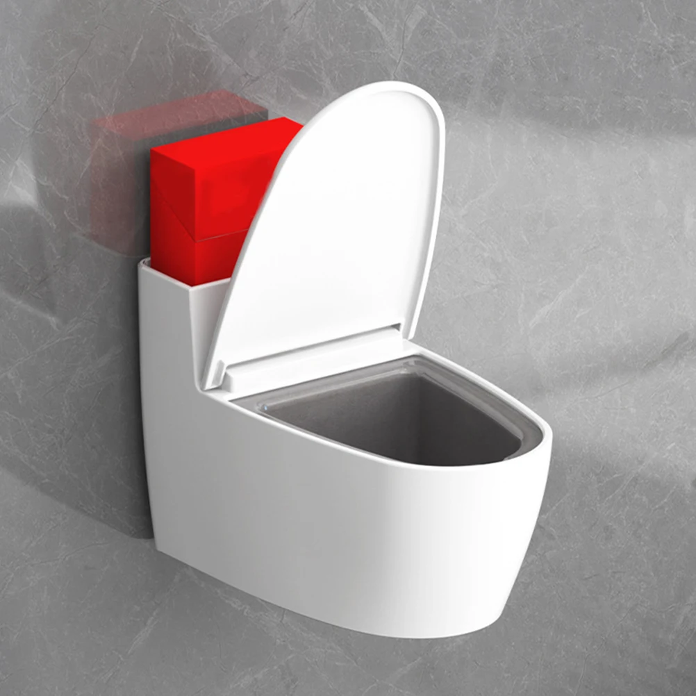 

Wall Mount Ashtray Toilet Shaped Lid for Bathroom Smoke Gift Holder Stainless Steel ABS Material Prevents Ash Flying Around