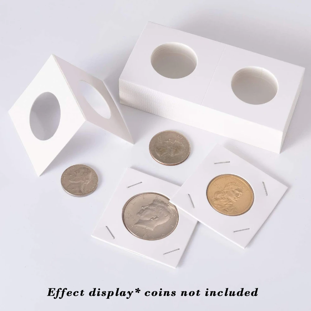 

50 in pack Cardboard Coin Holder Flip 2 by 2 Inch for Coin Collection (8 Sizes choice) Staple Coin Holder