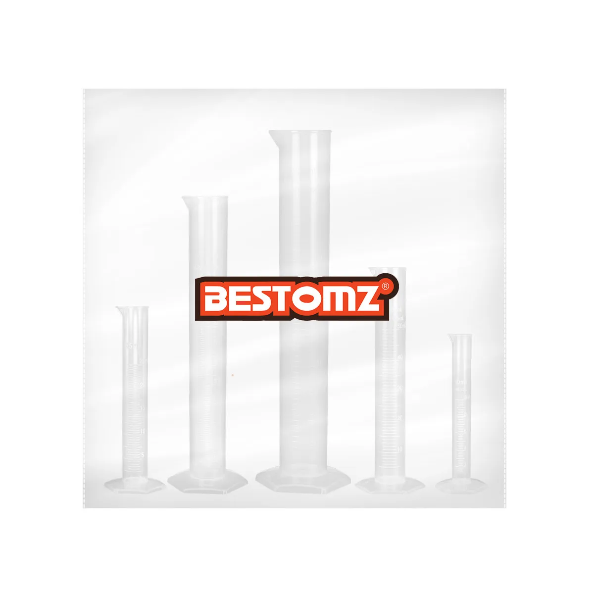 

5Pcs Plastic Graduated Measuring Cylinders 10Ml 25Ml 50Ml 100Ml 250Ml Wide Rim Tapered Spout Non-Wetting Surface Stable