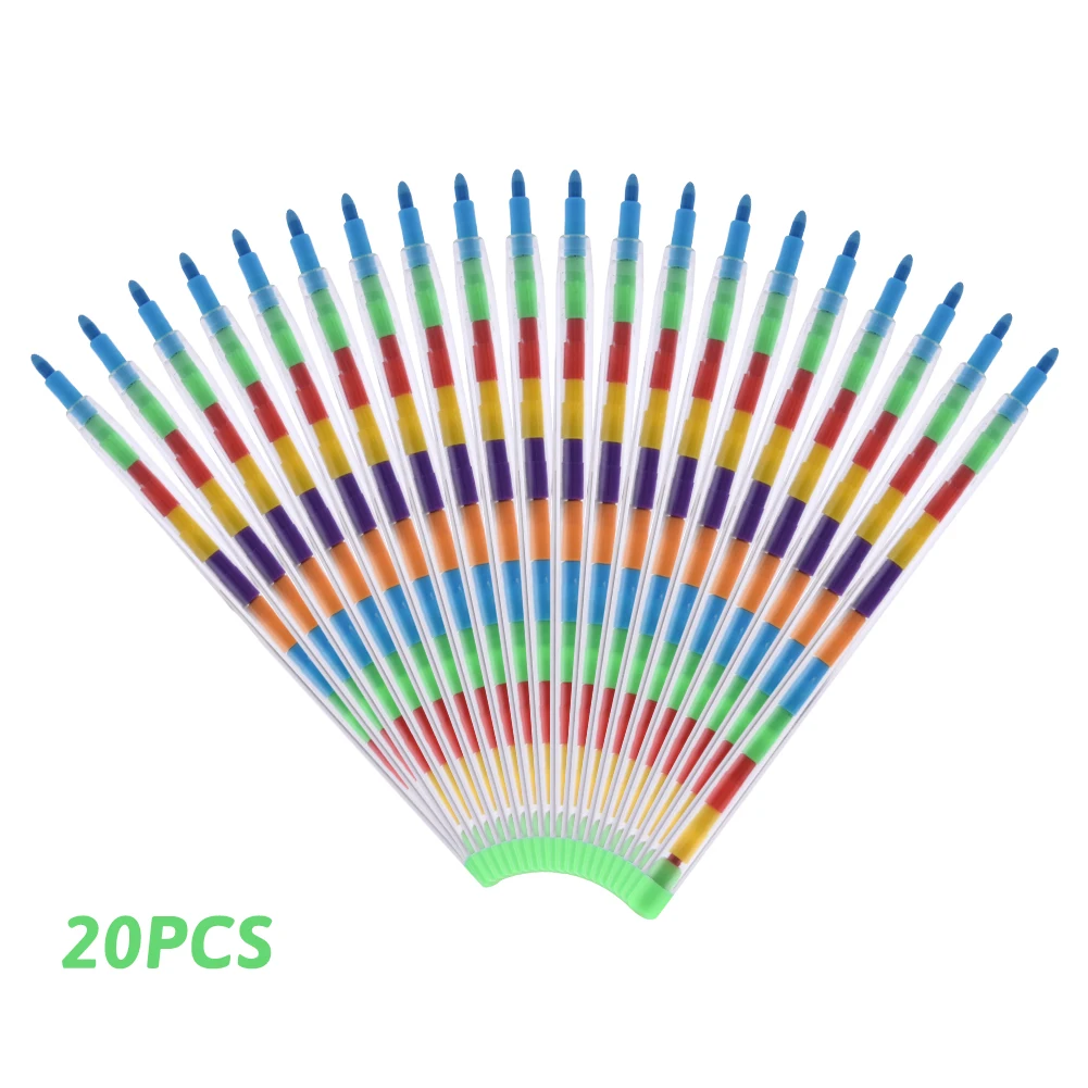 20 ชิ้นสําหรับเด็กวัยหัดเดินโรงเรียนห้องเรียนสํานักงาน 11 สีภาพวาดเครื่องเขียนดินสอสีของขวัญศิลปะหัตถกรรมวางซ้อนกันได้ DIY
