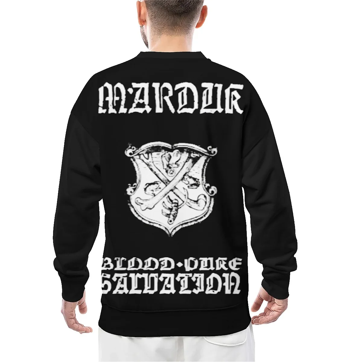 LIASOSO Marduk Band Sweatshirt 3D Print Black Metal Style Long Sleeve Round Neck Pullover Harajuku Fashion Top for Unisex Casual