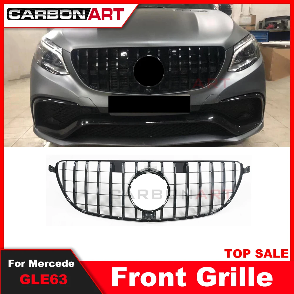 

Front Bumper Racing Grill for Mercede GLE CLass W166 GLE63 GT Grille 2015 2016 2017 2018 Year Black silver Color For GLE63 Model