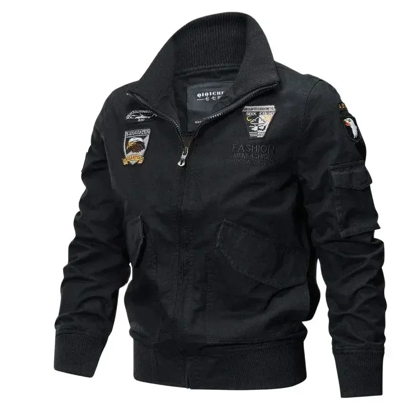Motorcycle Tactics Jackets Men Autumn Spring Bomber Cotton Coat Embroidery Airplane Pilot Cargo Jacket Male Jaqueta Outdoor - Image 2