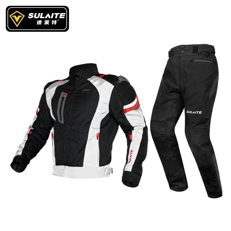 

Sulaite Motorcycle Jacket Men Summer Motocross Jacket Pants Racing Suit Motorbike Riding Moto Jacket Clothing CE Protective Gear