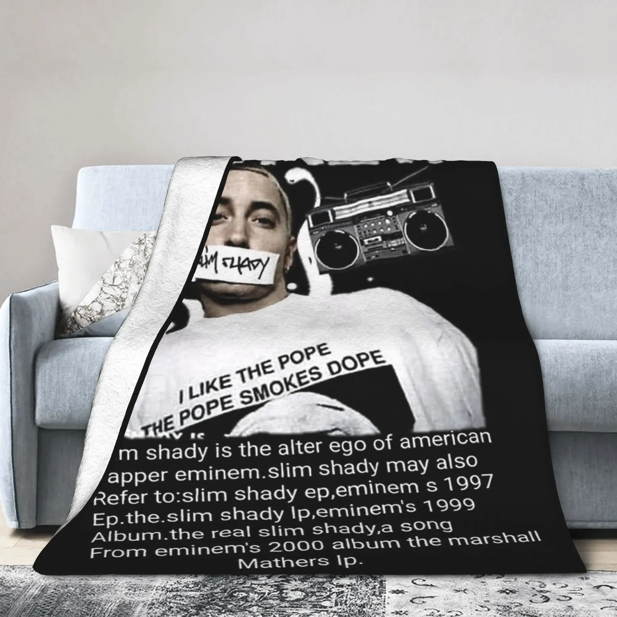 

Одеяла Eminem Stan в стиле хип-хоп, коралловый флис, плюшевое одеяло с принтом, легкое тонкое одеяло для постельного белья, дивана, плюшевое тонкое одеяло