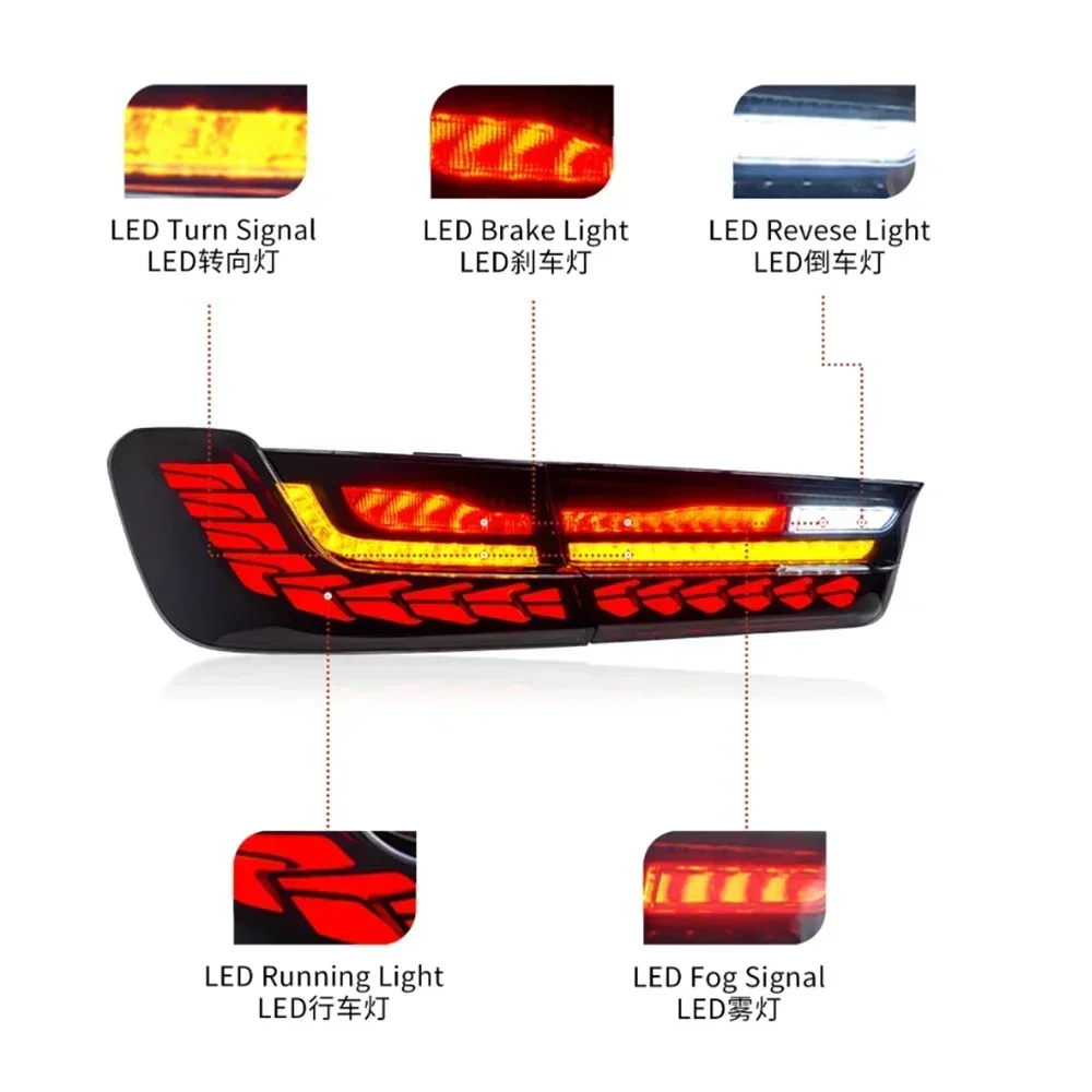 2pcs OLED GTS Tail Lights For BMW 3 Series G20 M3 G80 330 340i 320i 325i 2019-2023 Taillamp Taillight Rear Lamp Full LED Dynamic view 2