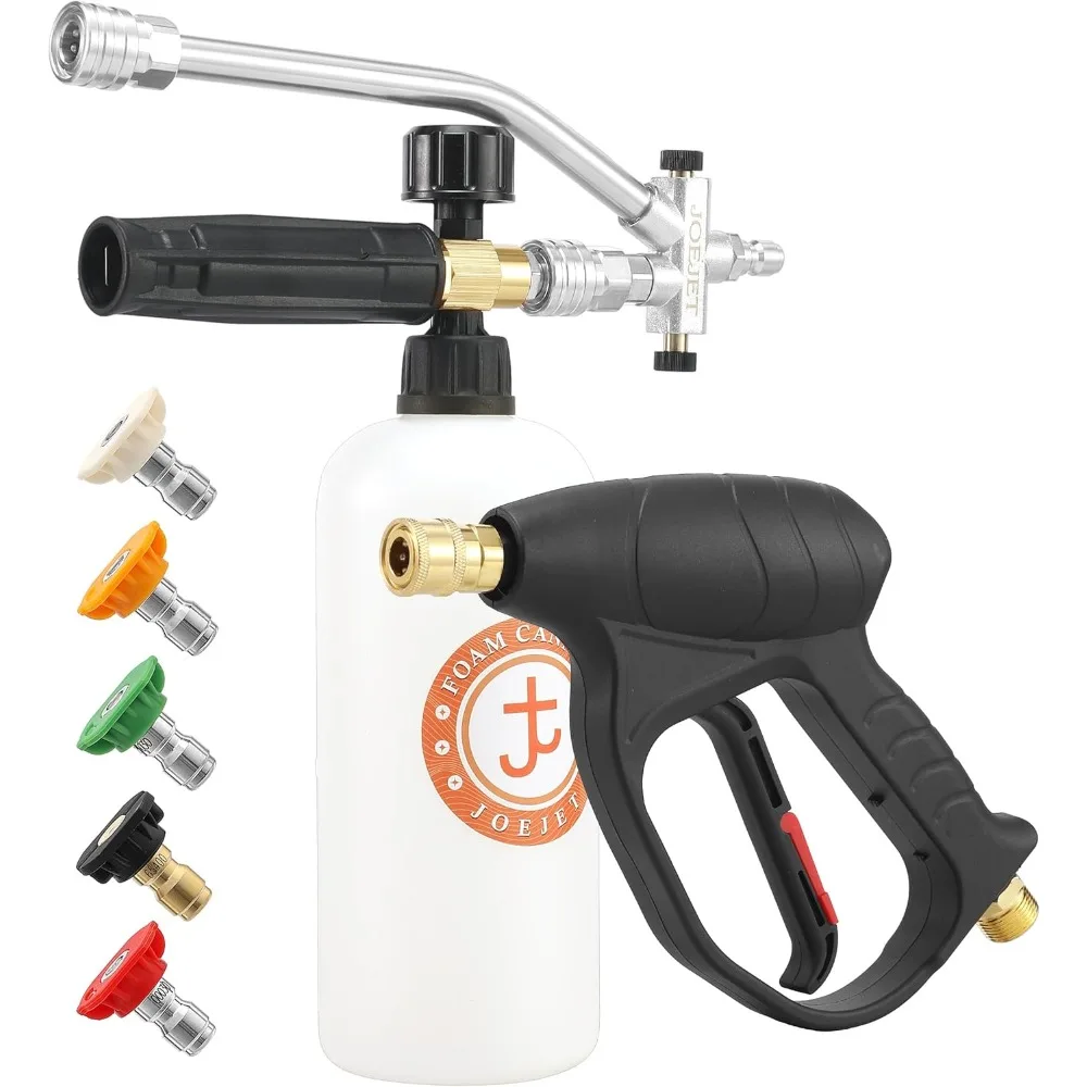 

Пистолет для мойки короткого давления JOEJET с аксессуаром с двойным разъемом для пены, пистолет для мойки автомобилей с быстроразъемным разъемом 1/4 дюйма, 5 P
