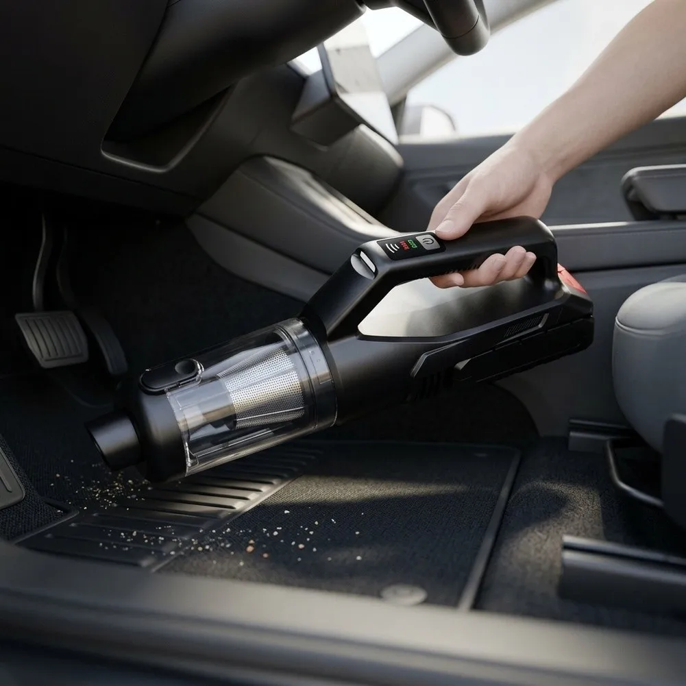 Car Vacuum Cleaner Handheld Cordless Type ABS Construction 14.8V 2000mAh Battery 18000 mbar Suction for All Vehicle Types