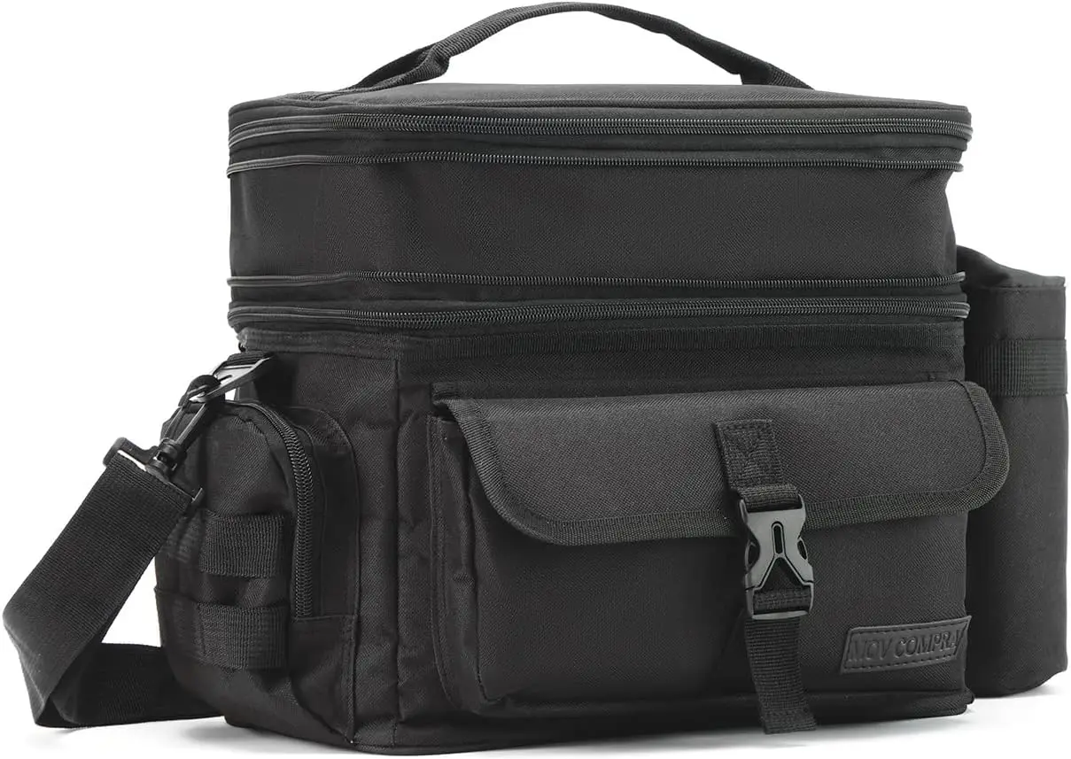 

Tactical Lunch Bag for Men Expandable Double Deck Insulated Lunch Box Leakproof Large Capacity with MOLLE Water Bottle P