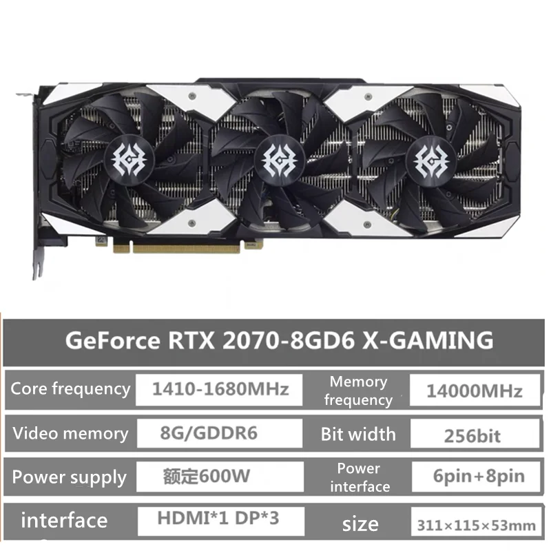 Imagem -02 - Zotac-placas de Vídeo Originais Geforce Rtx 2070 X-gaming Placa Gráfica Desktop pc Jogos de Computador Gpu 8gb