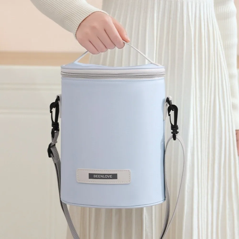 with Thickened Aluminum Foil Cylinder Lunch Bag Waterproof Handheld Office Lunch Tote Insulated Large Capacity