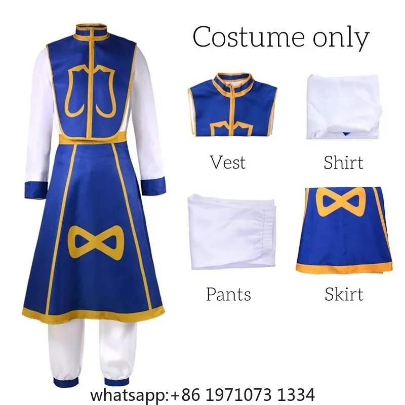 Anime Manga Hunter x Hunter Kurapika Cosplay Costume Wig Fingers Rings Chain Earrings Anime Uniforms Halloween Party Outfits