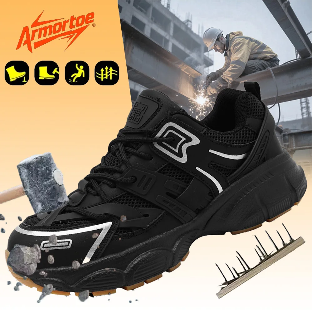 

ArmorToe New Steel Toe Kevlar Safety Shoes Men Anti-Impact Puncture Proof Breathable Casual Work Footwear #Armor2755