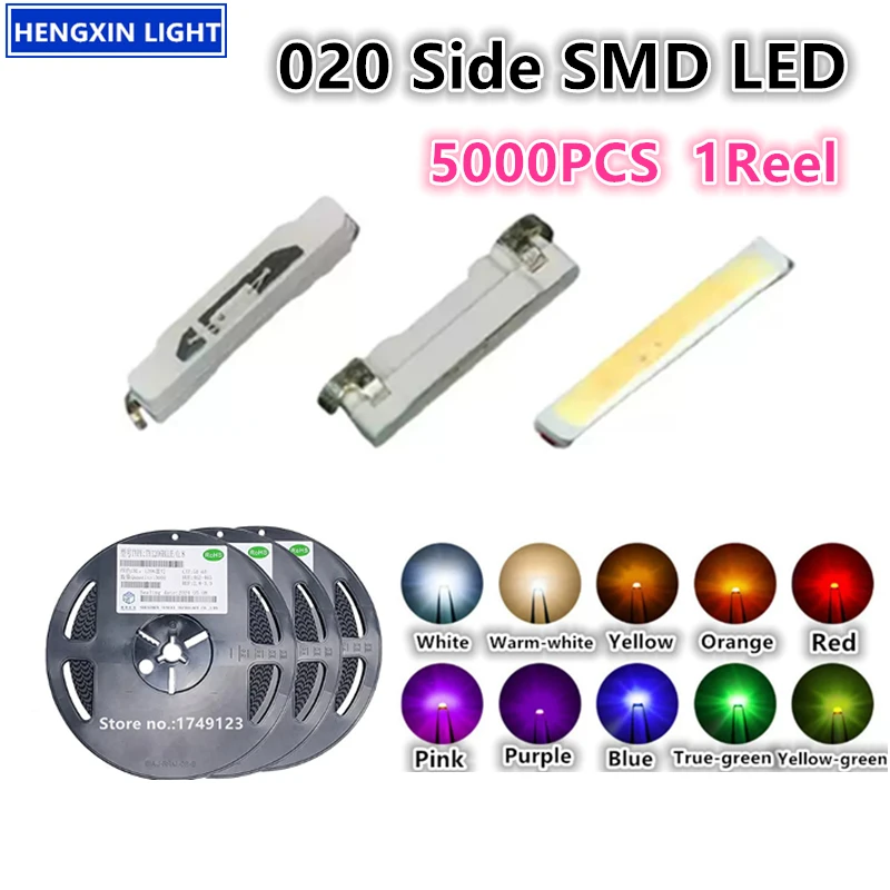 Super Bright 020 Side SMD LED,Blue,Yellow,Red,Ture-green,White,Warm-white,3806 Lamp Beads 3.8*0.6mm