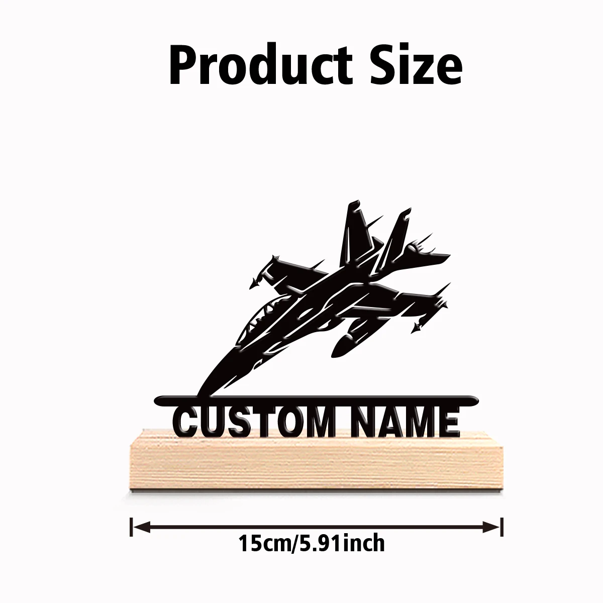 1pc Fun Personalized Custom fighter jet Metal Art With Wooden Base Tabletop Decoration Artist’s Gift with Wooden Base, Perfect