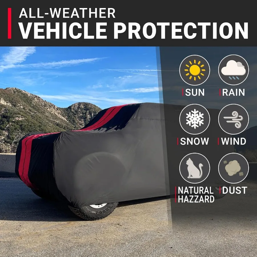 غطاء SUV مخصص لسيارة جيب DJ6 1967 مقاوم للماء لجميع الأحوال الجوية والمطر والثلج والأشعة فوق البنفسجية واقي من الشمس غطاء سيارة خارجي داخلي وخارجي كامل (Str)