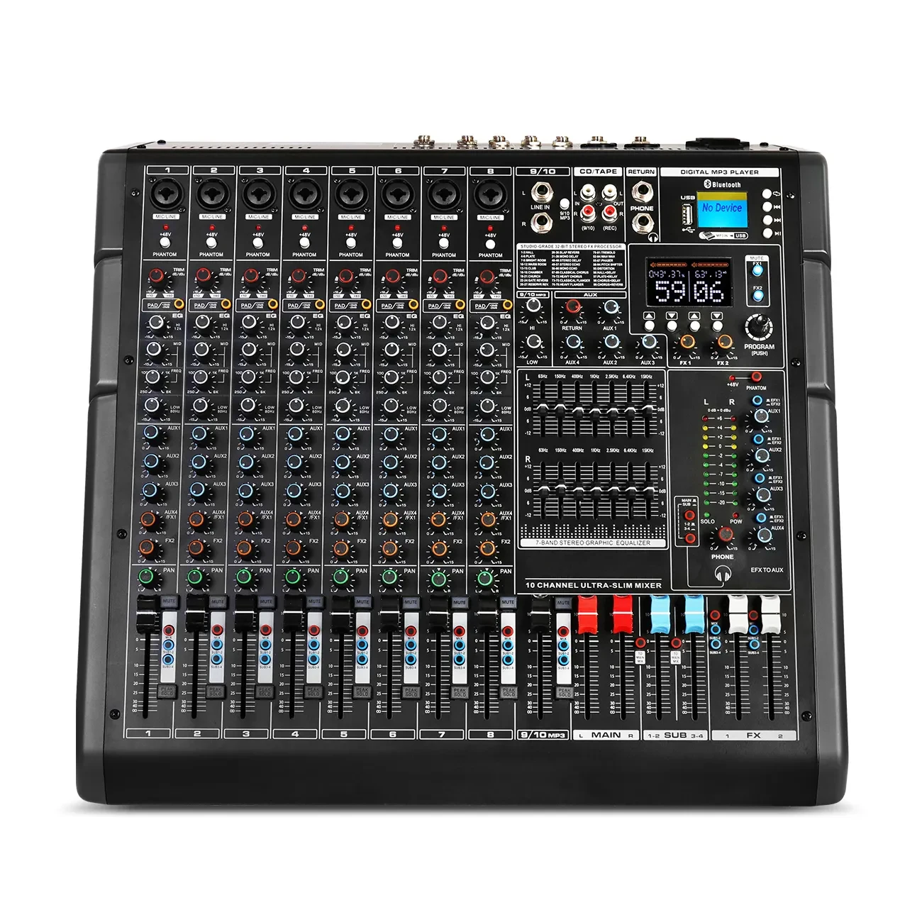 Biner PG10 Professional Built-in 99 Types Of Stereo Reverbs 10 Channels Mixing Console For Outdoor Stage Performance