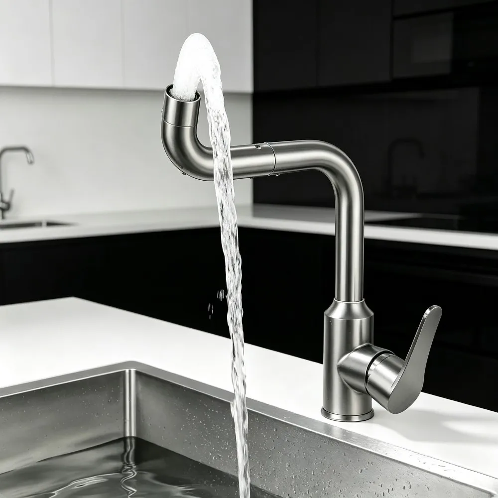 

High-End Rotatable Kitchen Faucet 720° Horizontal Installation with Ball Bearings for Kitchen And Luxury Bathroom Sinks