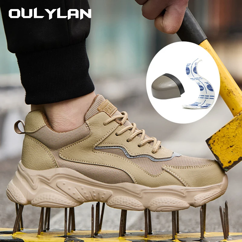 

Oulylan New Anti-Smash Anti-Puncture Men Safety Shoes Comfortable Breathable Ultra light Soft Sole Work Protective Shoes