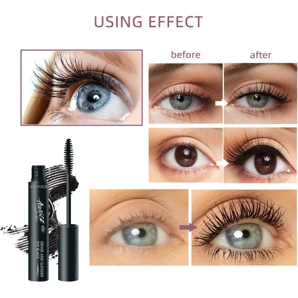 New Waterproof Black Mascara Curling Smudge-proof Liquid Fiber Mascara Lengthening Lasting Eyelash Extension Brush Makeup Tools
