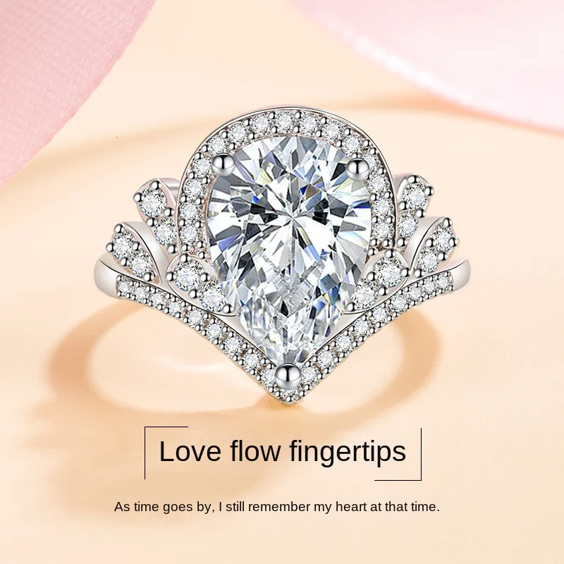 

New model of high-quality sapphire-studded ring Fashionable women's ring with countless diamonds Women's open-ended ring MJZ-114