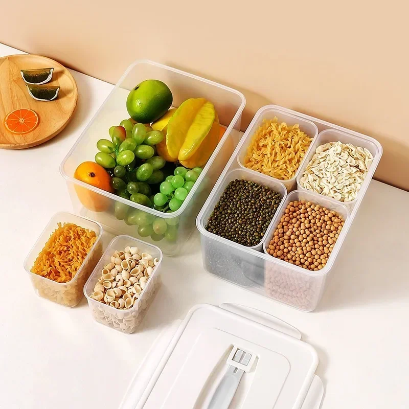 Spread ice powder ingredient box with lid seasoning box four grids