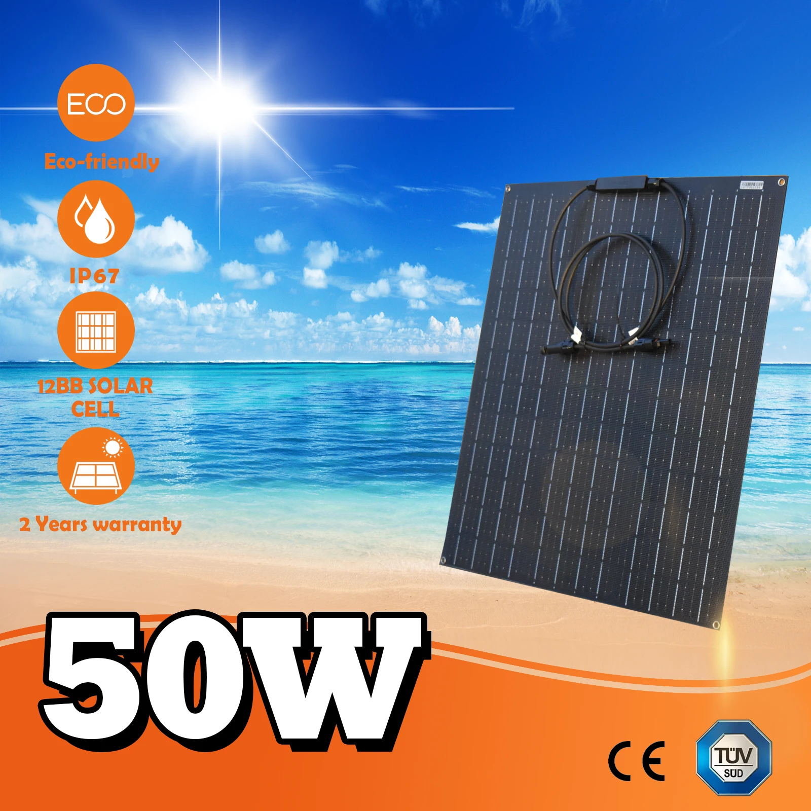 55W 60W ETFE-Solarpanel 18V Flexible Solarmodule 12V Batterieladegerät Solarstromsystem-Kit für Camping, Wohnmobil, Boot, Marine