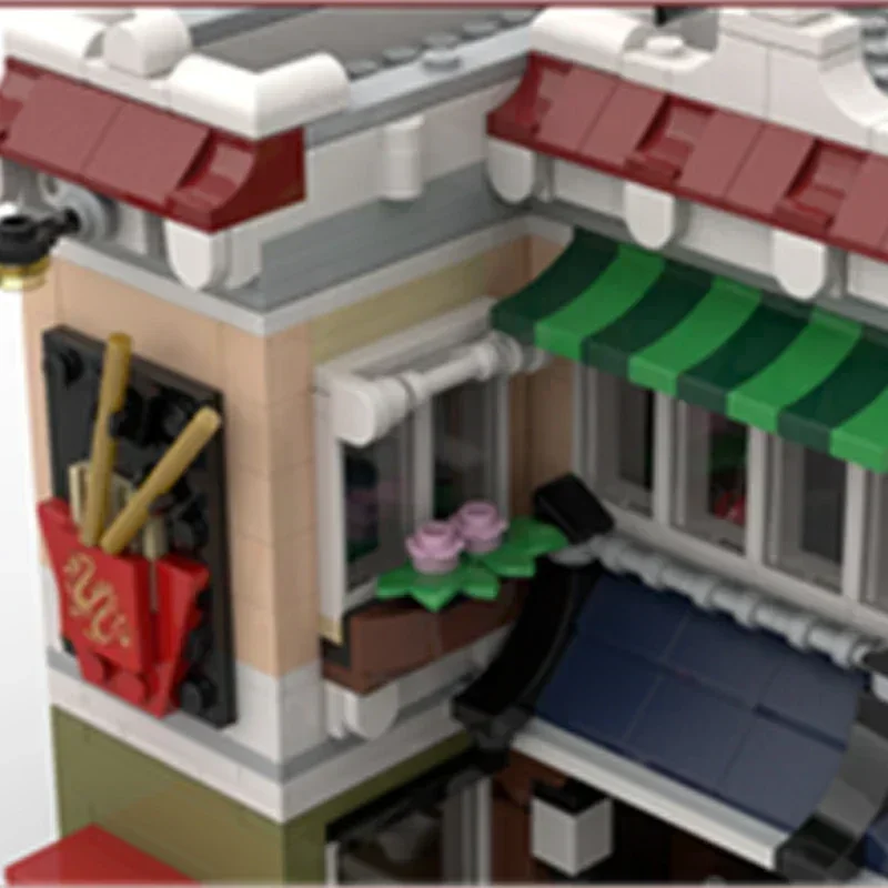 Moc Building Blocks Street View Model Street Noodle Shop Technical Bricks DIY Assembly Construction Toys For Child Holiday Gift