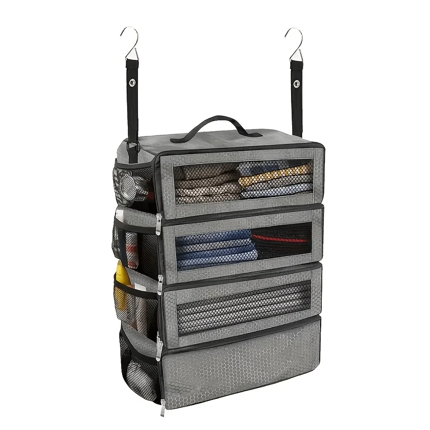 Suitcase Organizer High-capacity Travel Luggage Organizer Hanging Shelve Packing Cube Closet Collapsible Hanging Storage Bags - view 2