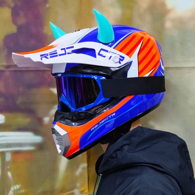 Invia 2 pezzi regalo viene fornito con occhiali e corna Casco moto Casco fuoristrada bici Downhill Cross Capacet Motocross Casco AliExpress