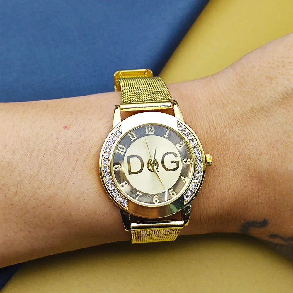 DQG-Reloj de cuarzo de acero inoxidable para Mujer, pulsera informal de marca de lujo a la moda europea, gran oferta, 2022