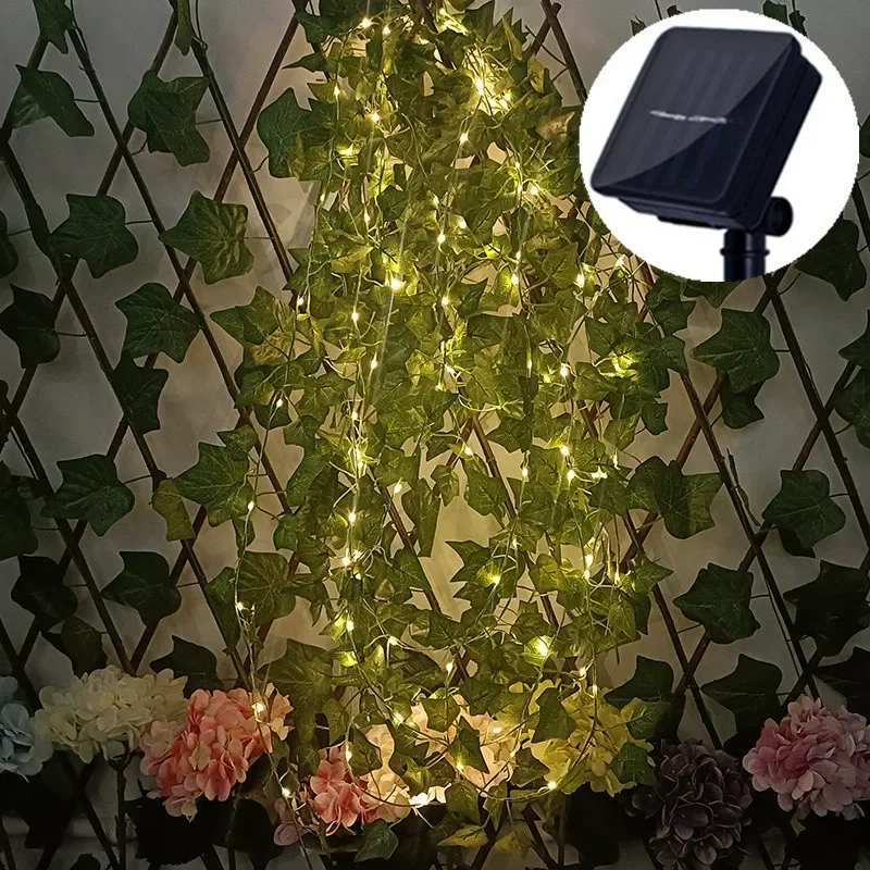2/5/10 M Solar Fairy Lights LED Solar Artificial Ivy Leaf Led String 8 Modes Solar Outdoor Light for Garden Wedding Party Decor