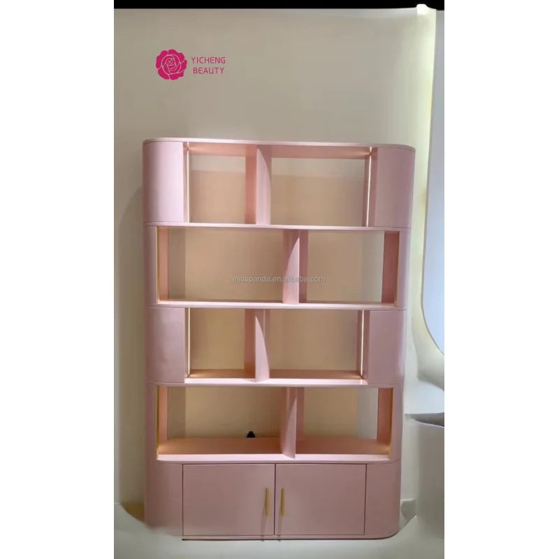 custom.Yicheng Beauty Salon Cosmetic Perfume Bottle Display Shelves with LED Light Luxury Makeup Beauty Shop Display Cabinet Fur